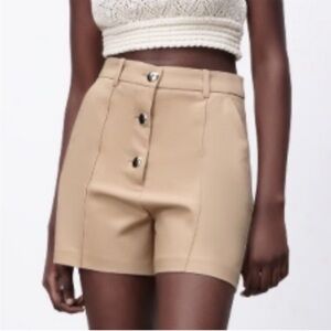 Zara High-Waisted Gold Button Shorts Size XS